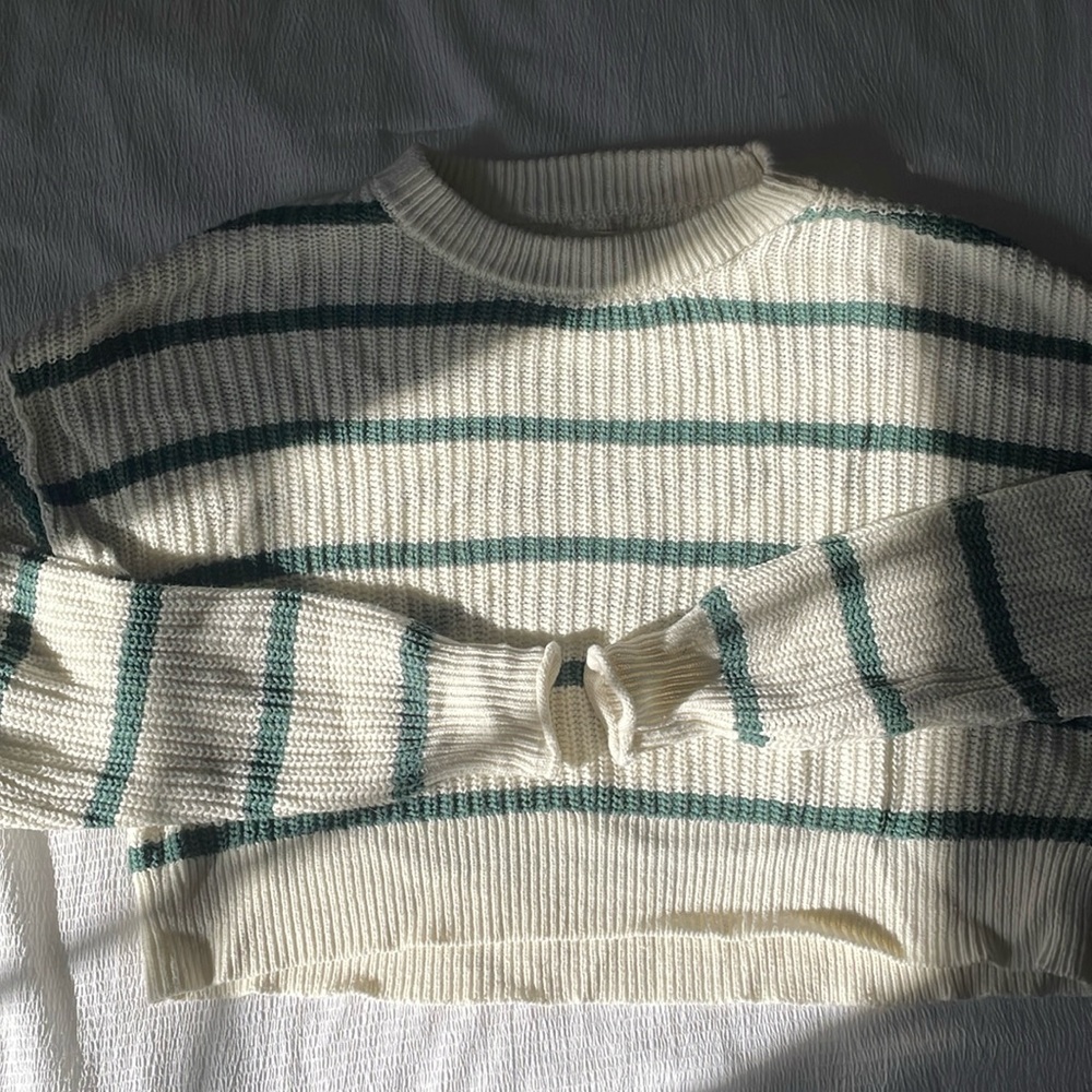 Cropped strip sweater